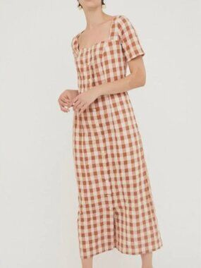 Rita Row Rust Gingham Maxi Dress, Small
